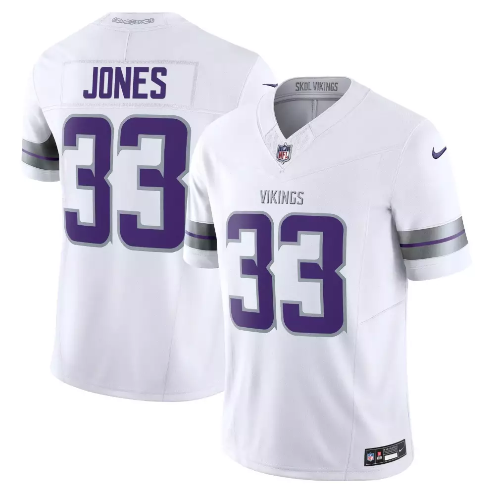 aaron jones white mens 2024 vikings winter warrior vapor limited jersey all stitched