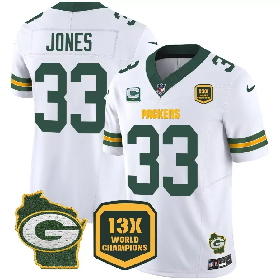 aaron jones white gold mens green bay packers white gold black gold est 1919 patch all stitched