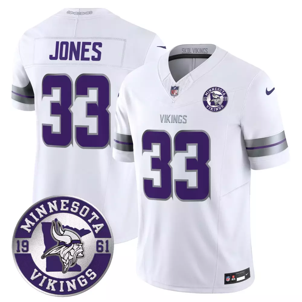 aaron jones white gold mens minnesota vikings bud grant patch gold limited jersey v2 all stitched