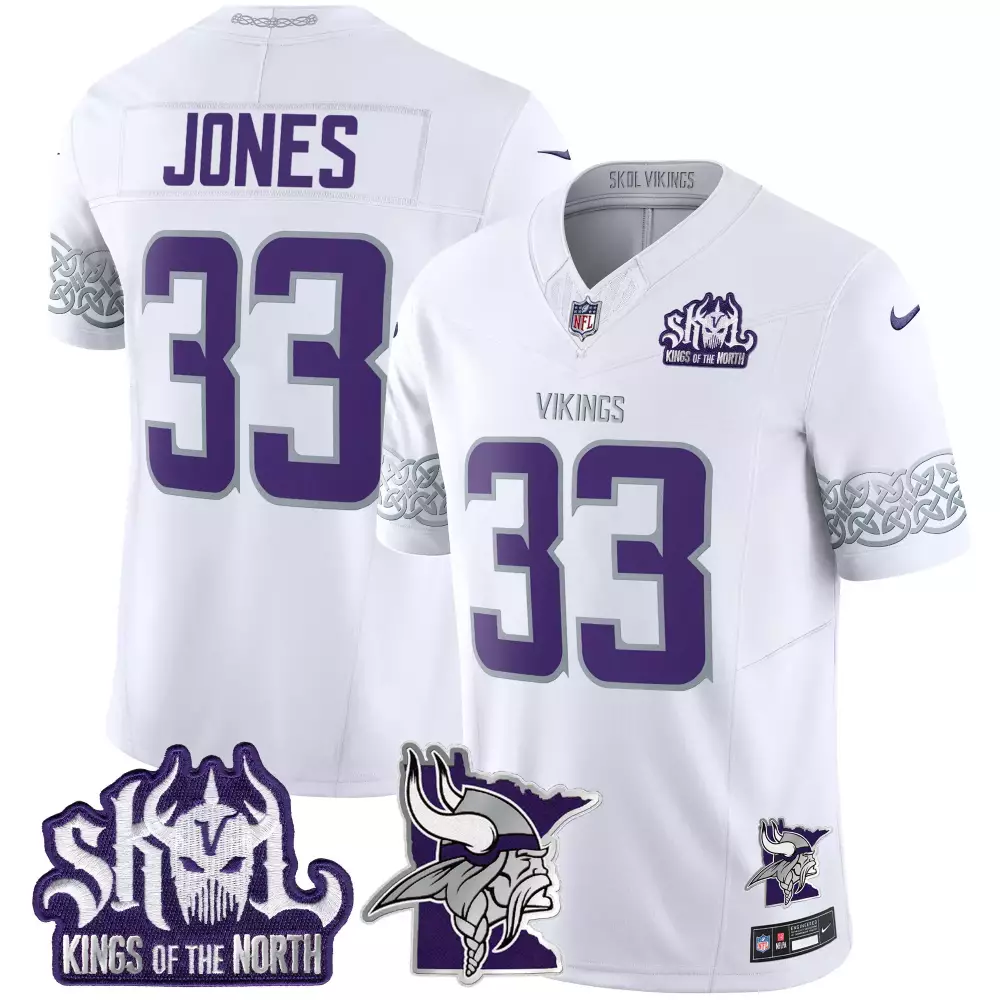 aaron jones white mens 2024 vikings winter warrior vapor limited jersey all stitched