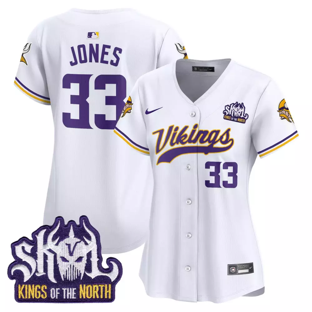 aaron jones white womens minnesota vikings kings of the north patch vapor limited jersey all stitched
