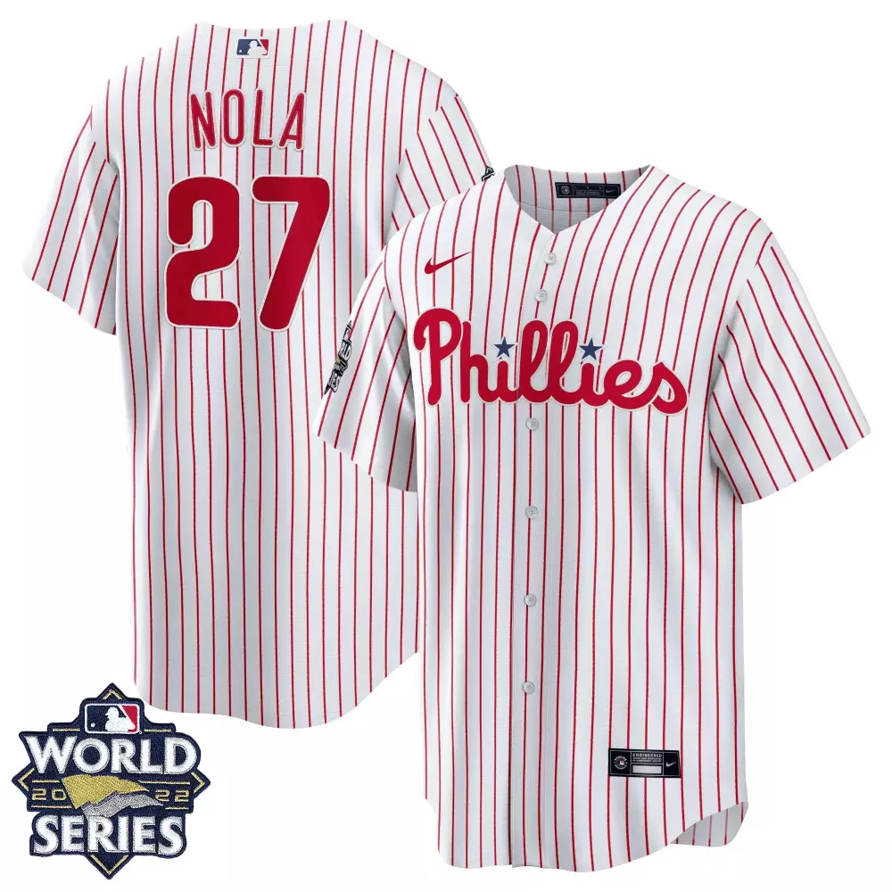 aaron nola cool home youths philadelphia phillies gold 2022 world series jersey limited all stitched