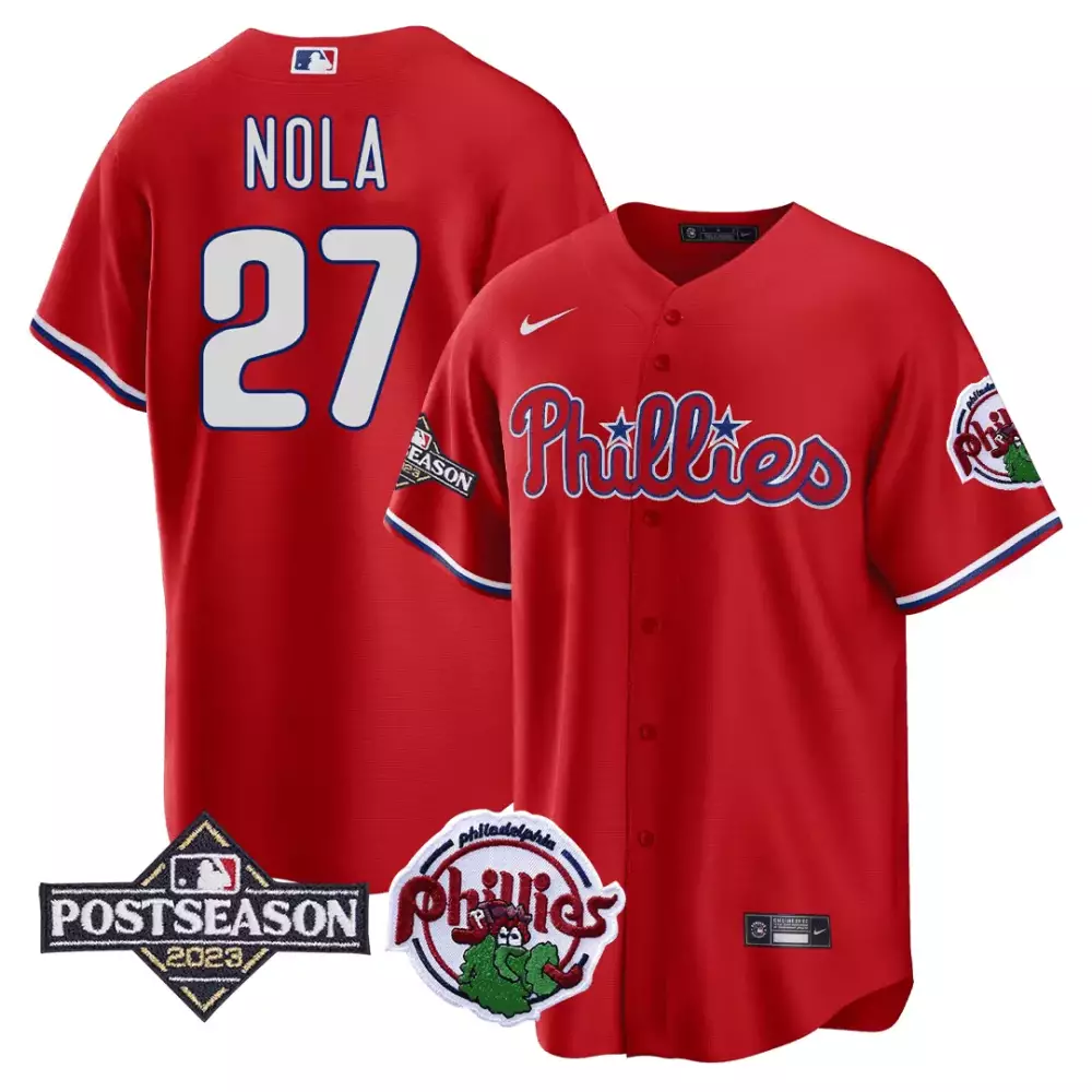aaron nola cool home youths philadelphia phillies gold 2022 world series jersey limited all stitched