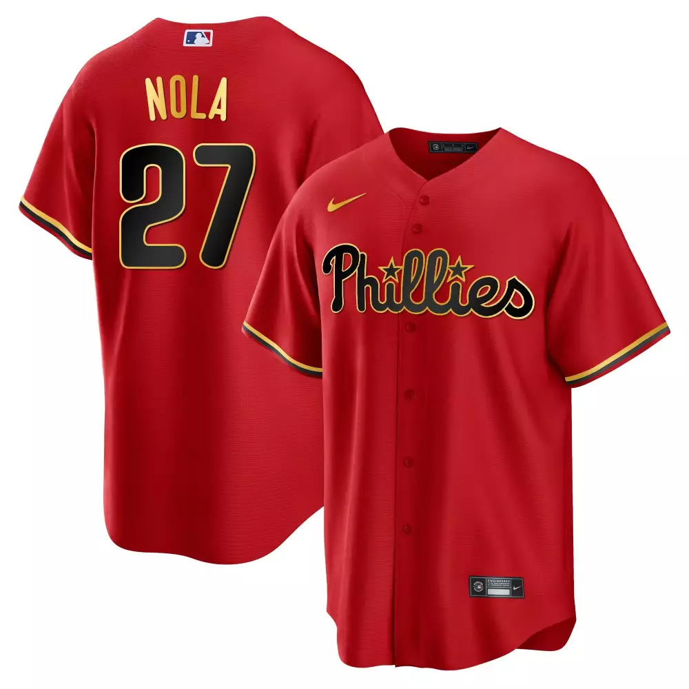 aaron nola cool home youths philadelphia phillies gold 2022 world series jersey limited all stitched