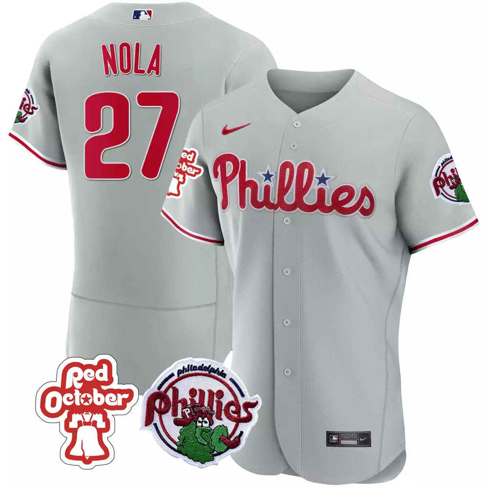 aaron nola gray mens philadelphia phillies phillie phanatic patch cool base jersey all stitched