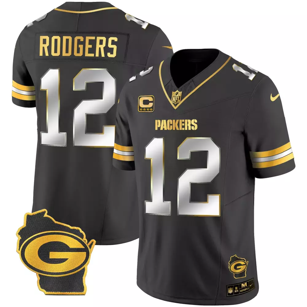 aaron rodgers black limited mens green bay packers 13 time world champions home patch gold vapor jersey v2 all stitched