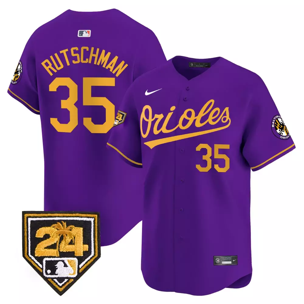 Adley Rutschman Baltimore Orioles 2024 Purple Gold Stitched Jersey | Spring Training Limited Edition | For Men, Women & Youth