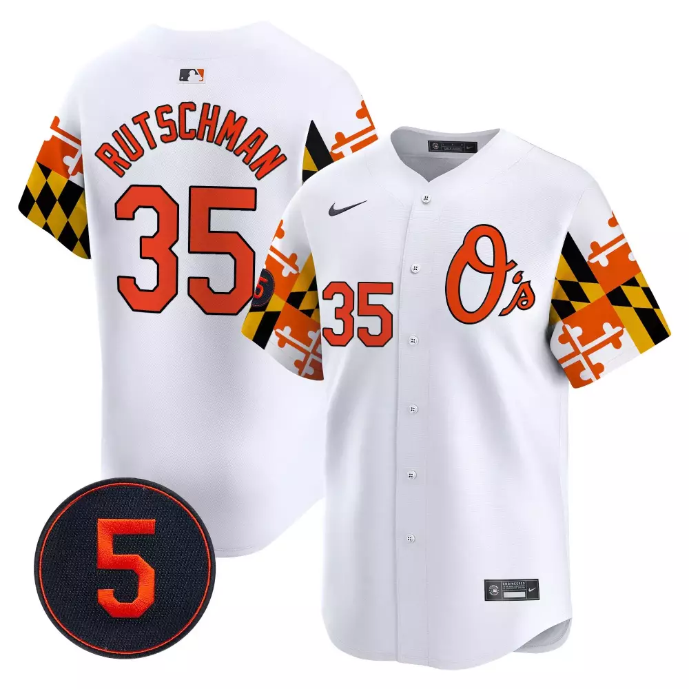 Adley Rutschman White Men's Orioles Robinson Patch Jersey V5 | Vapor Premier Limited Edition | For Men, Women & Youth
