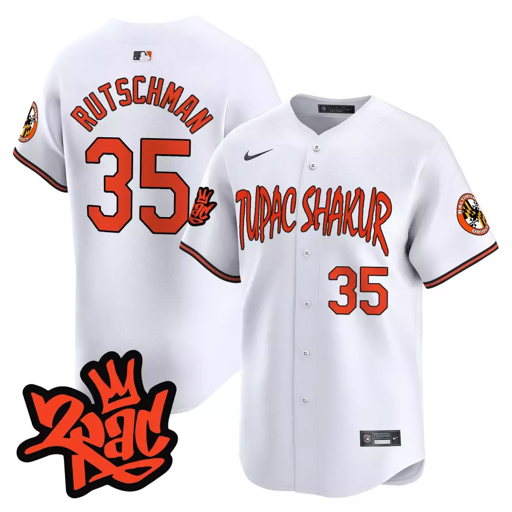 Adley Rutschman White Men's Orioles Tupac Shakur Jersey | Vapor Premier Limited Edition | For Men, Women & Youth