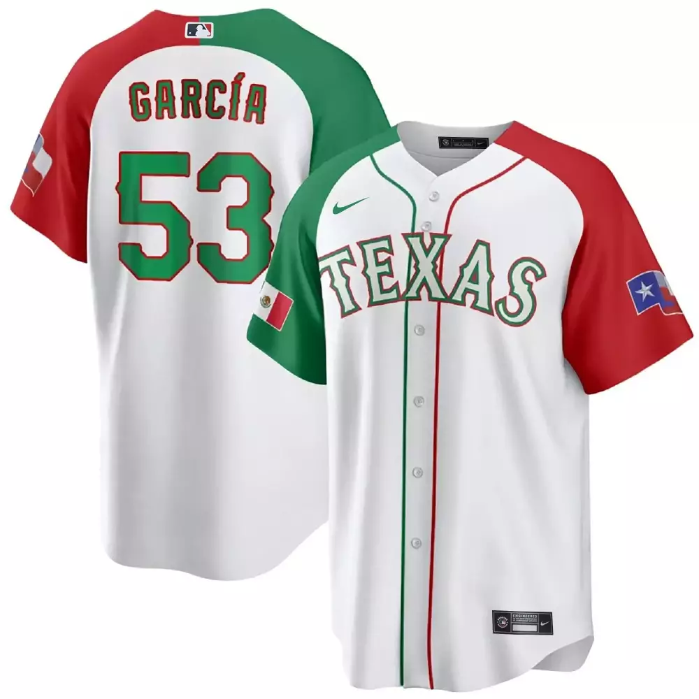 Adolis Garcia 53 Texas Rangers Women's White All Stitched Jersey | Name Patch World Series Champions 2023 | Fan Gear for Game Day | For Women