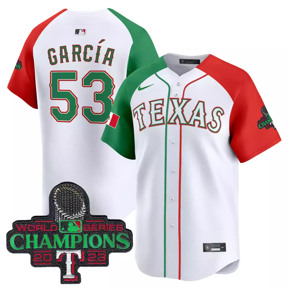 Adolis Garcia Alternate Men's Texas Rangers Mexico Champions Patch Vapor Premier Limited Jersey | All Stitched | For Men, Women & Youth