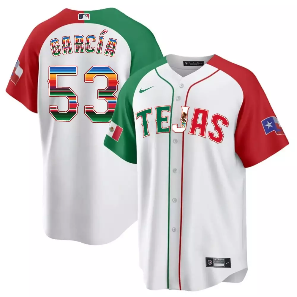 Adolis Garcia Alternate Men's Texas Rangers Mexico Champions Patch Vapor Premier Limited Jersey | All Stitched | For Men, Women & Youth