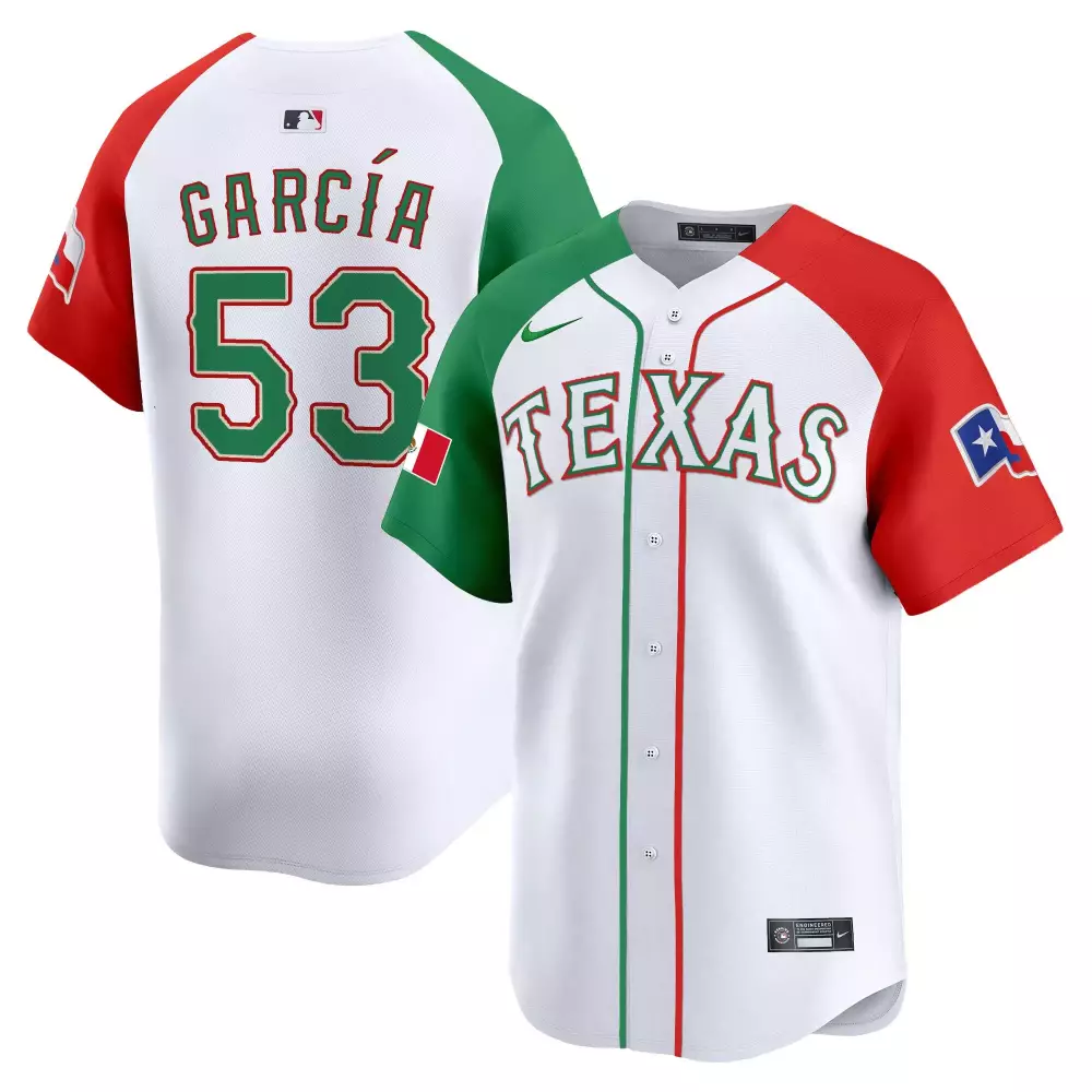 Adolis Garcia Alternate Men's Texas Rangers Mexico Champions Patch Vapor Premier Limited Jersey | All Stitched | For Men, Women & Youth