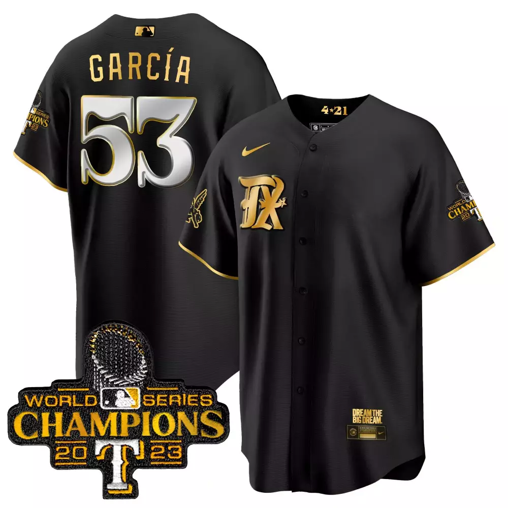 Adolis Garcia Men's Texas Rangers 2023 World Series City Connect Gold Jersey | Cool Base Stitched Fan Gear | For Men, Women & Youth