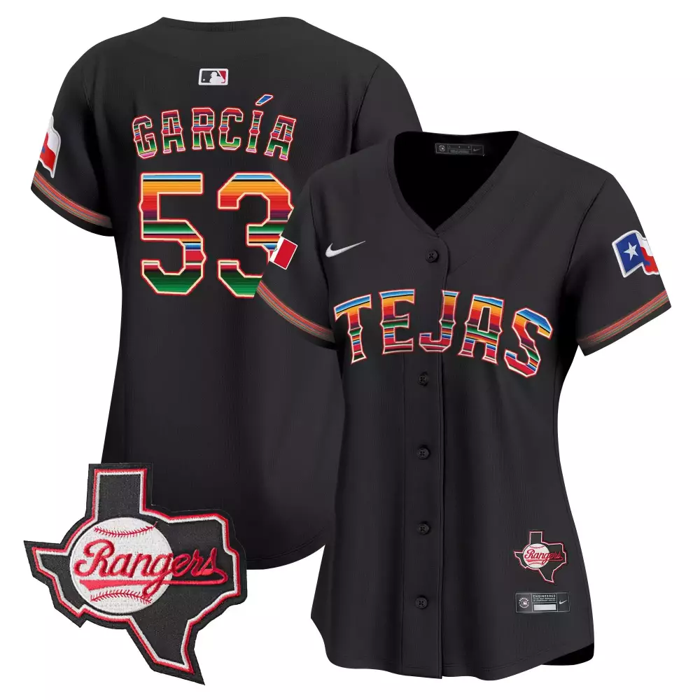 adolis garcia black womens texas rangers mexico 2023 world series champions baseball jersey v2 all stitched