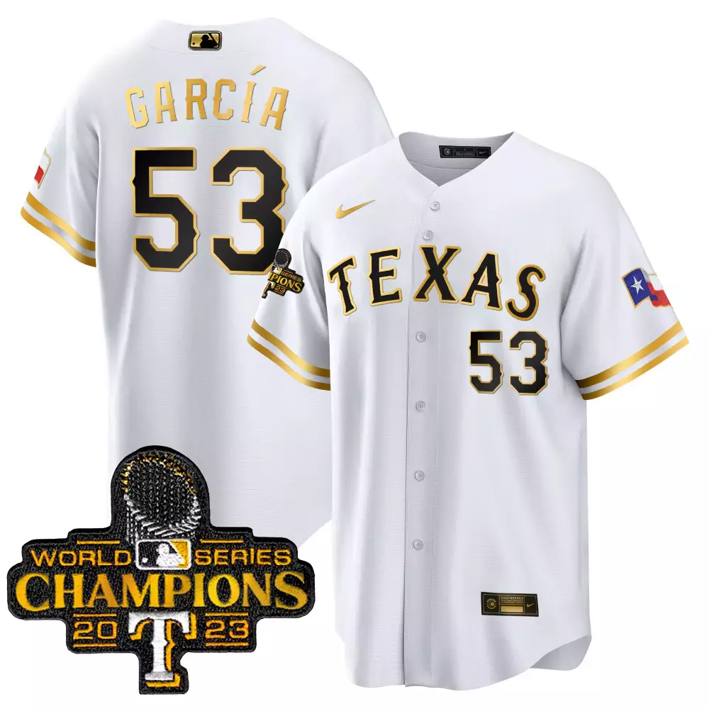 adolis garcia white gold mens texas rangers 2023 world series champions city connect flex gold jersey all stitched