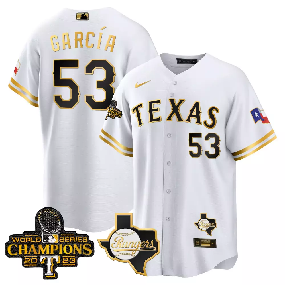 adolis garcia white gold mens texas rangers 2023 world series champions city connect flex gold jersey all stitched