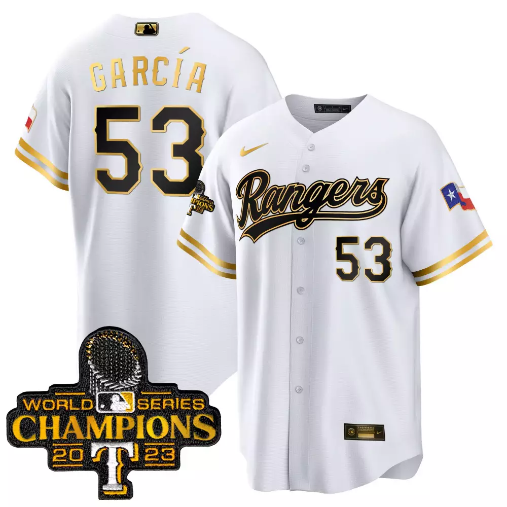 adolis garcia white gold mens texas rangers 2023 world series champions city connect flex gold jersey all stitched