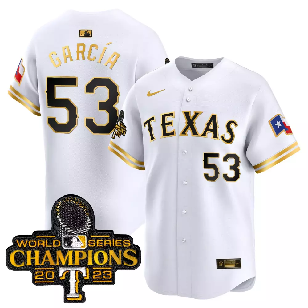 Adolis Garcia Texas Rangers World Series Champions Vapor Premier Limited Jersey | White Gold | All Stitched | Limited Edition Fan Gear for Men, Women & Youth
