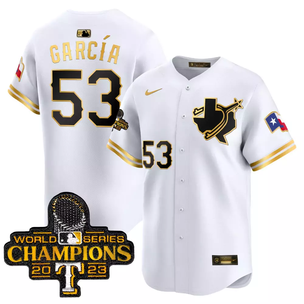 Adolis Garcia Texas Rangers World Series Champions Vapor Premier Limited Jersey | White Gold | All Stitched | Limited Edition Fan Gear for Men, Women & Youth