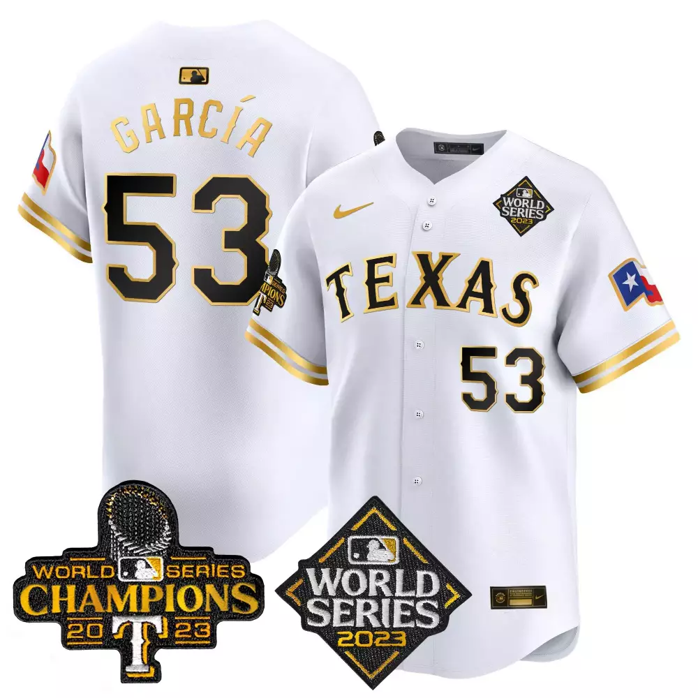Adolis Garcia Texas Rangers World Series Champions Vapor Premier Limited Jersey | White Gold | All Stitched | Limited Edition Fan Gear for Men, Women & Youth