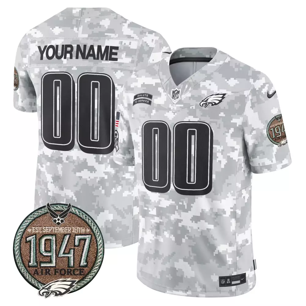Air Force Men's Vapor Limited Custom Jersey | Philadelphia Eagles 2024 Salute to Service | All Stitched Fan Gear | For Men, Women & Youth