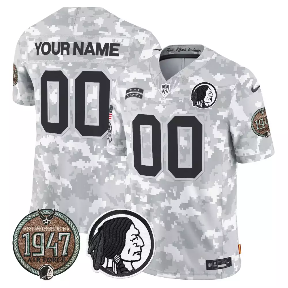 air force youth washington redskins 2024 salute to service establishment year patch vapor limited custom jersey all stit