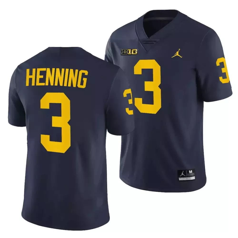aj henning navy mens michigan wolverines players 202223 limited jersey all stitched