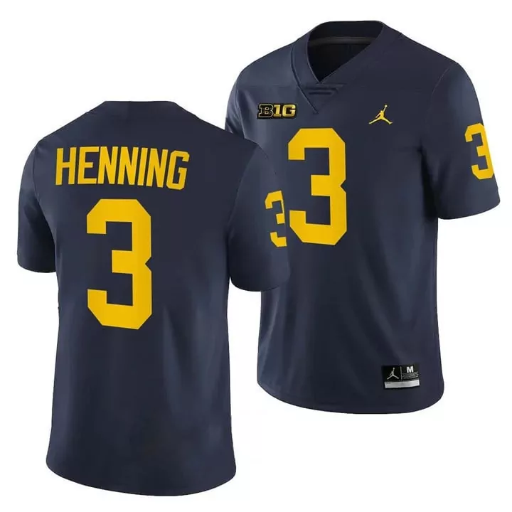 aj henning navy mens michigan wolverines players 202223 limited jersey all stitched