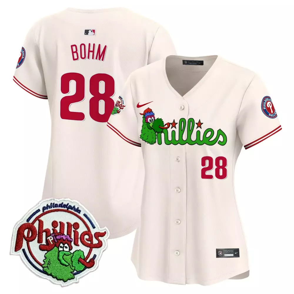 Alec Bohm Cream Women's Phillies Phanatic Patch Jersey V3 | Vapor Premier Limited Edition | Fan Gear for Game Day | For Men, Women & Youth