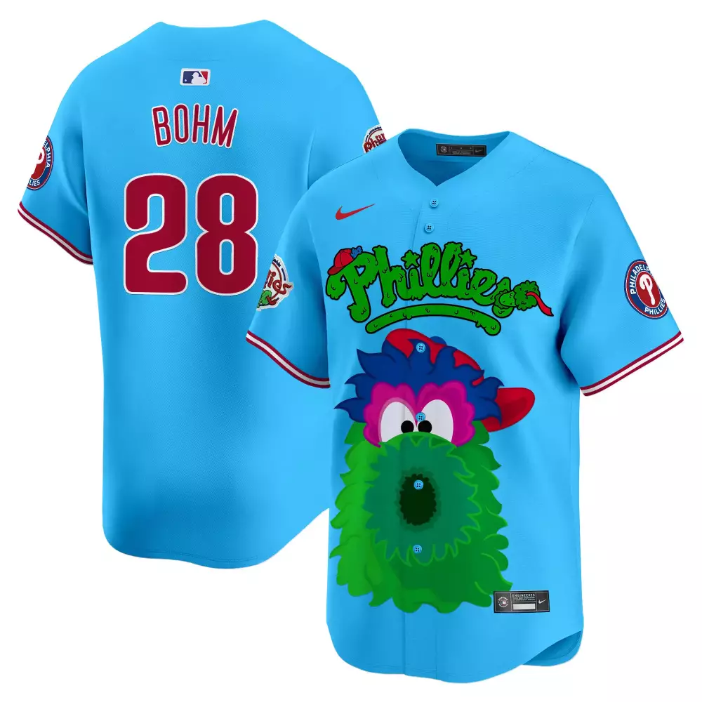 alec bohm light blue unisex philadelphia phillies phanatic patch vapor premier limited jersey v3 all stitched
