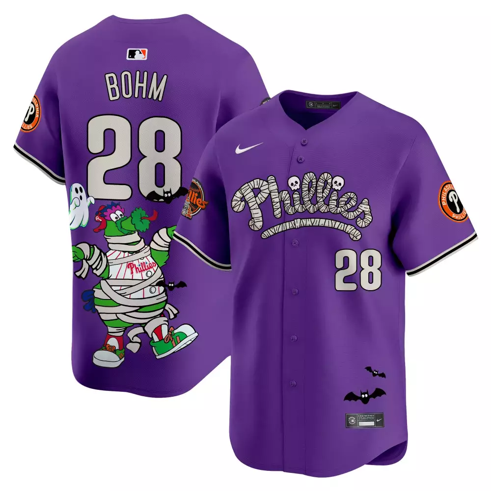 alec bohm purple unisex philadelphia phillies barbie patch vapor premier limited jersey all stitched