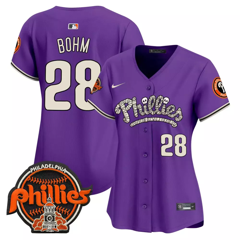 alec bohm purple unisex philadelphia phillies barbie patch vapor premier limited jersey all stitched