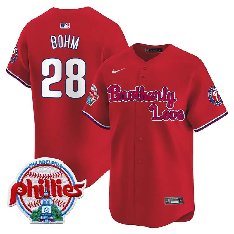 alec bohm red mens philadelphia phillies 2024 fourth of july vapor premier limited jersey v2 all stitched