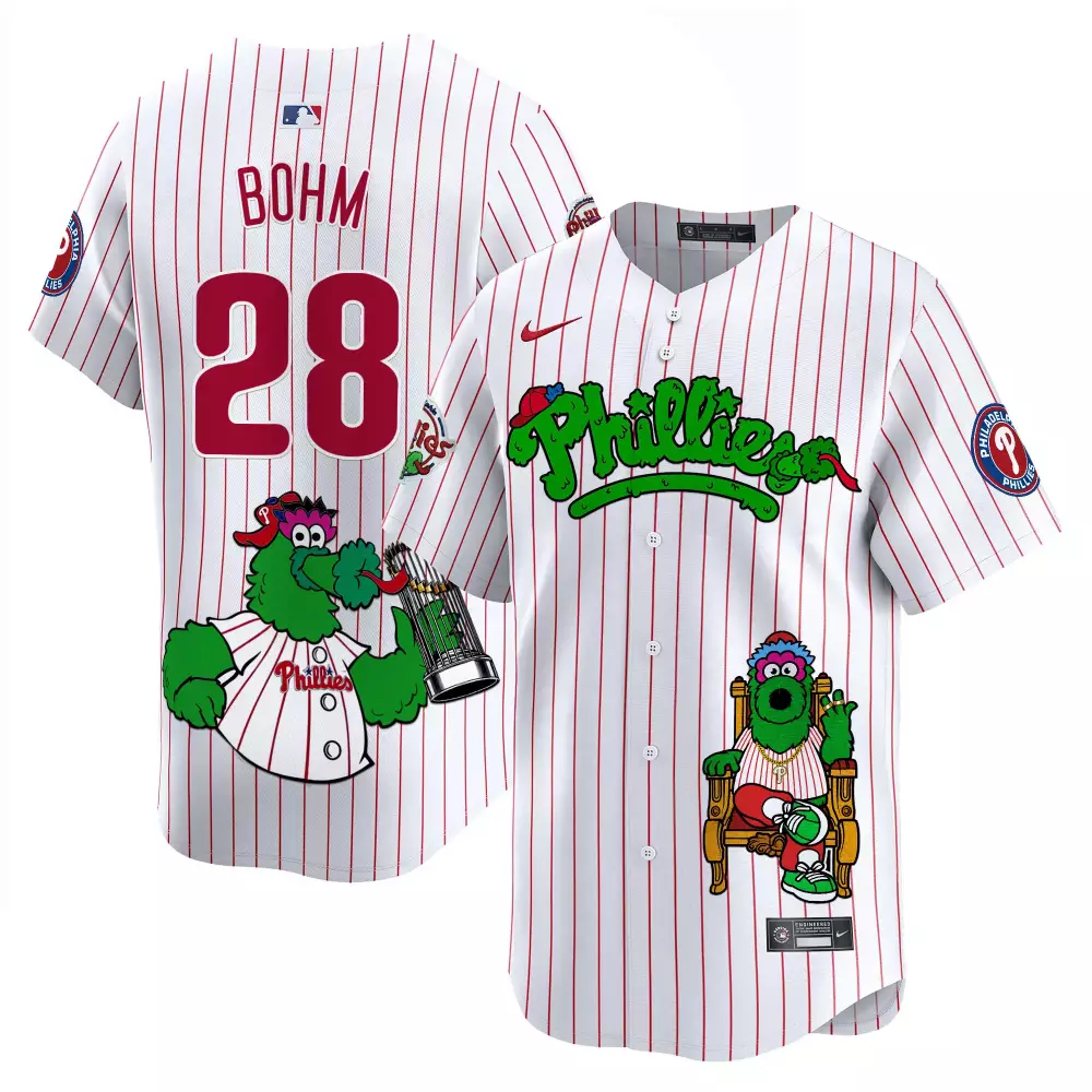 alec bohm white pinstripe unisex philadelphia phillies phanatic patch vapor premier limited jersey v3 all stitched