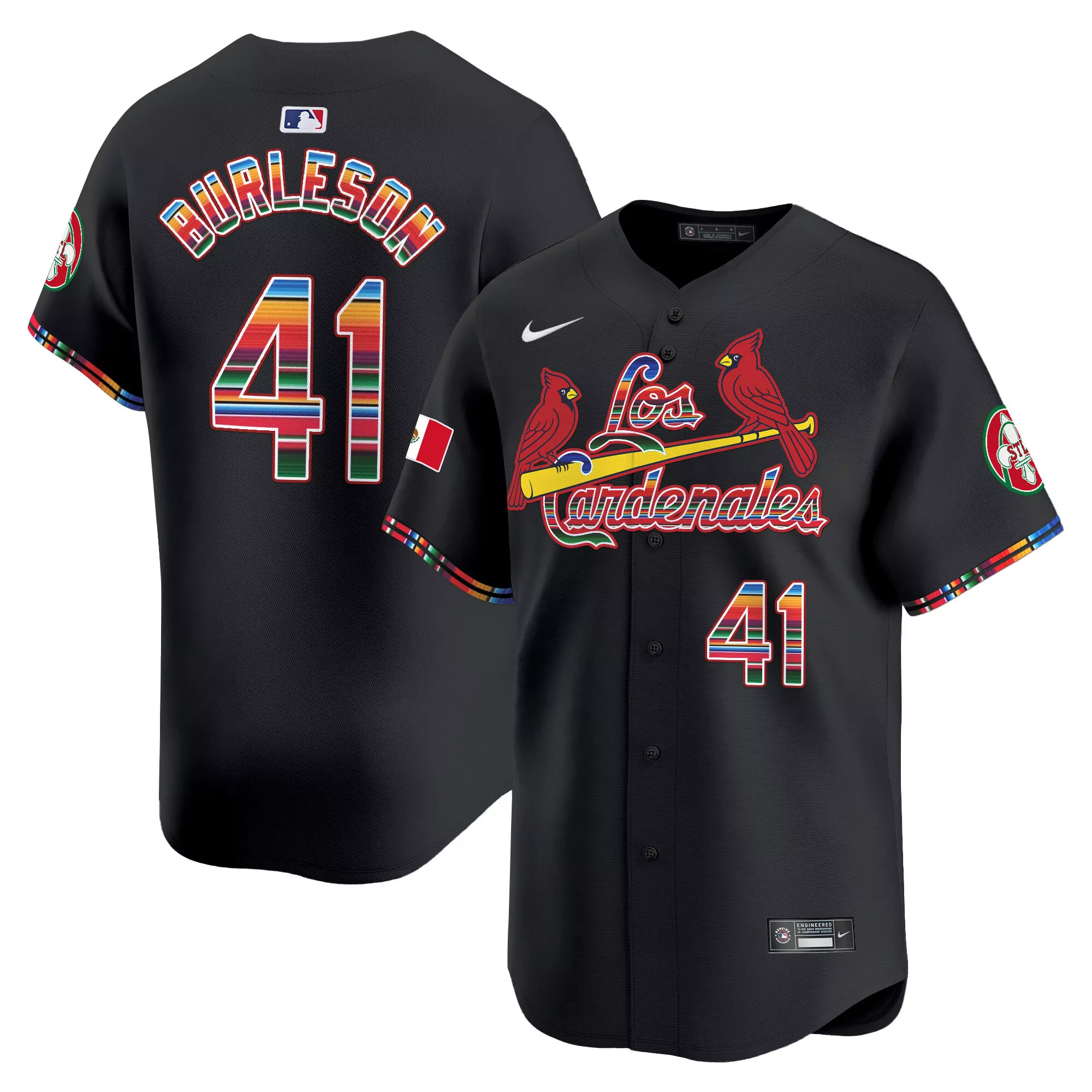 alec burleson black mens st louis cardinals fiesta cardenales vapor premier limited jersey all stitched