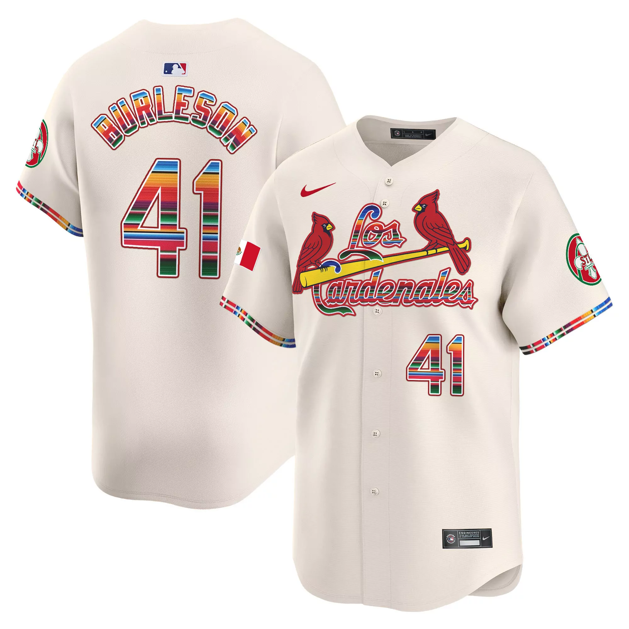 alec burleson black mens st louis cardinals fiesta cardenales vapor premier limited jersey all stitched