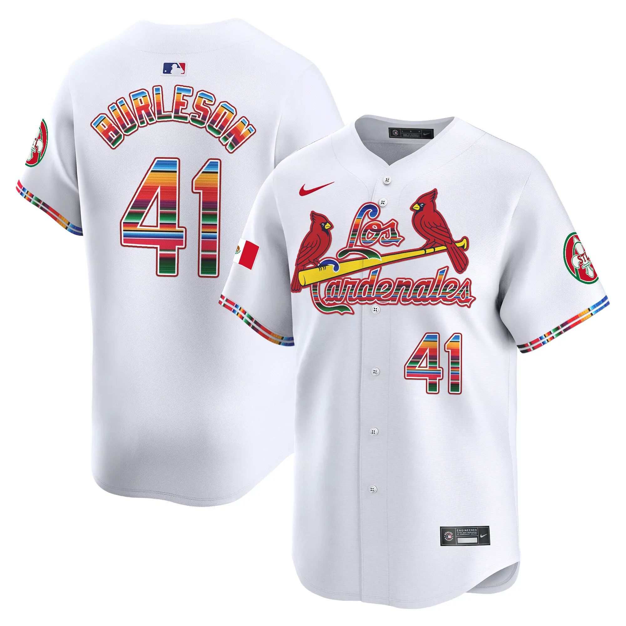 alec burleson black mens st louis cardinals fiesta cardenales vapor premier limited jersey all stitched