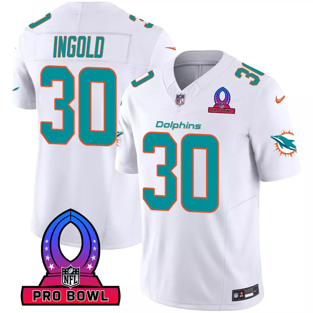 alec ingold orange mens miami dolphins 2024 pro bowl patch vapor jersey all stitched