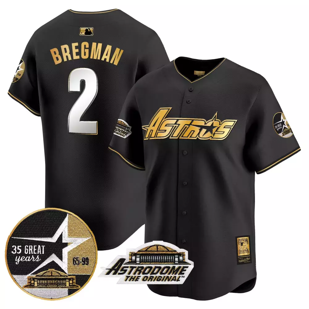 alex bregman black gold mens houston astros 1999 throwback 35th astrodome patch vapor premier limited jersey v2 all stit