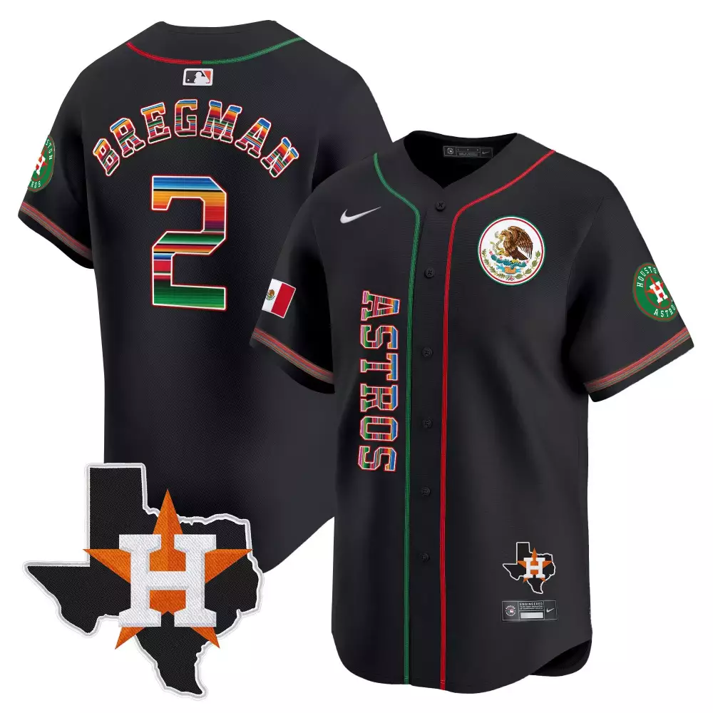 Alex Bregman Houston Astros Mexico Vapor Premier Jersey | Black Stitched V4 | Limited Edition Fan Gear | For Men, Women & Youth