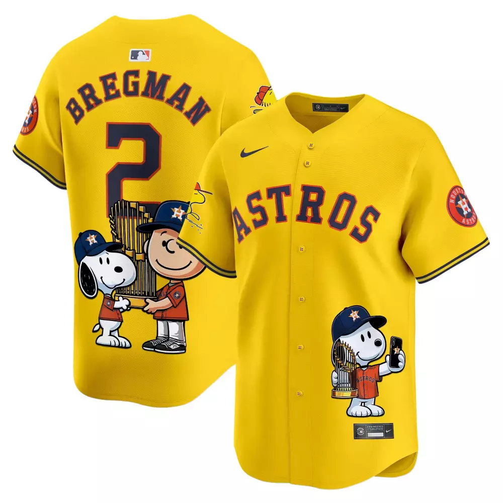 alex bregman gold unisex houston astros peanut snoopy vapor premier limited jersey printed
