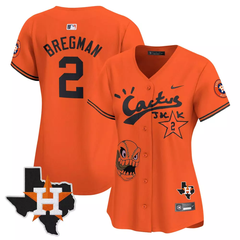 alex bregman orange womens houston astros cactus jack champions patch vapor premier limited jersey all stitched