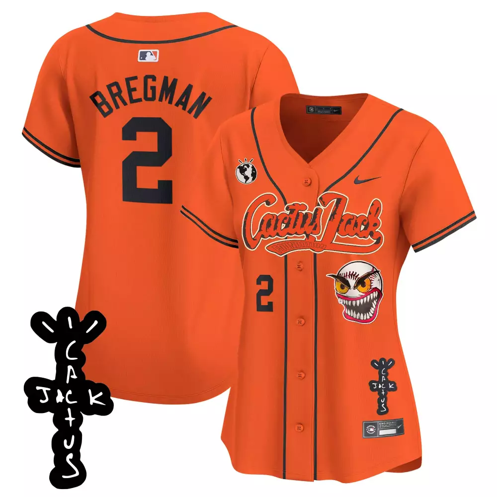 alex bregman orange womens houston astros cactus jack champions patch vapor premier limited jersey all stitched