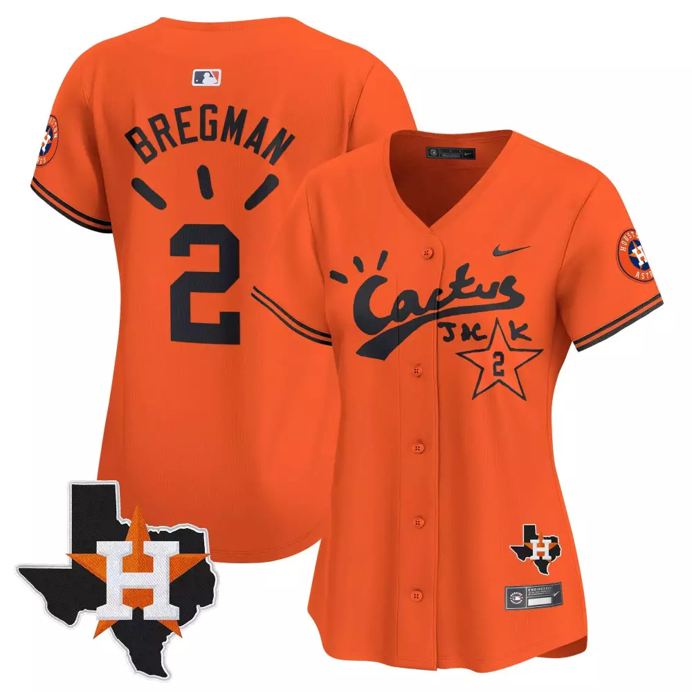 alex bregman orange womens houston astros cactus jack champions patch vapor premier limited jersey all stitched