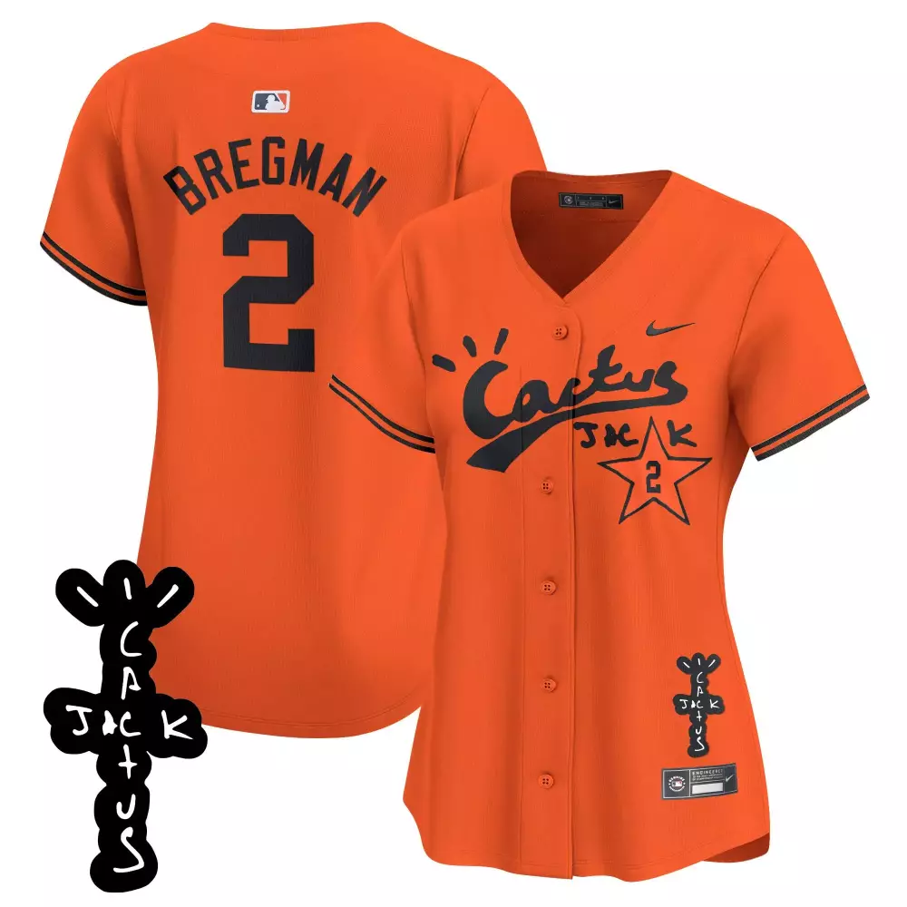alex bregman orange womens houston astros cactus jack champions patch vapor premier limited jersey all stitched