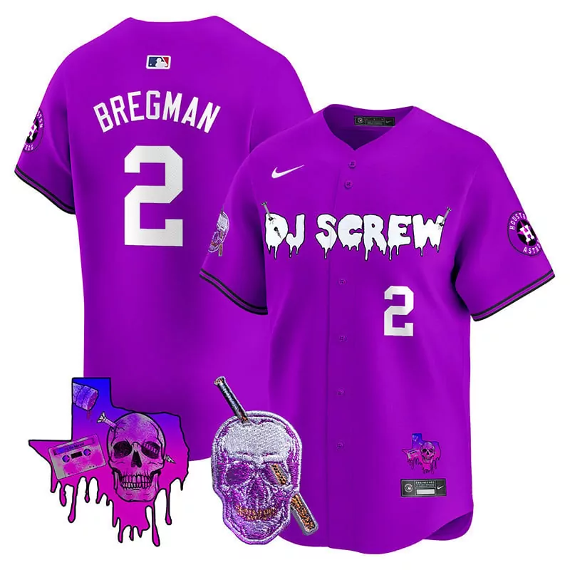 alex bregman purple mens houston astros cactus jack patch vapor premier limited jersey v12 stitched