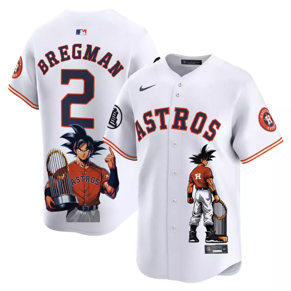 alex bregman white mens houston astros dragon ball son goku vapor premier limited jersey printed