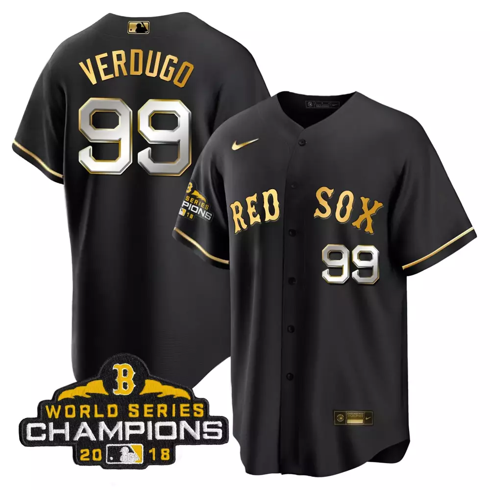 alex verdugo cool black men boston red sox world series champion 2018 gold jersey all stitched