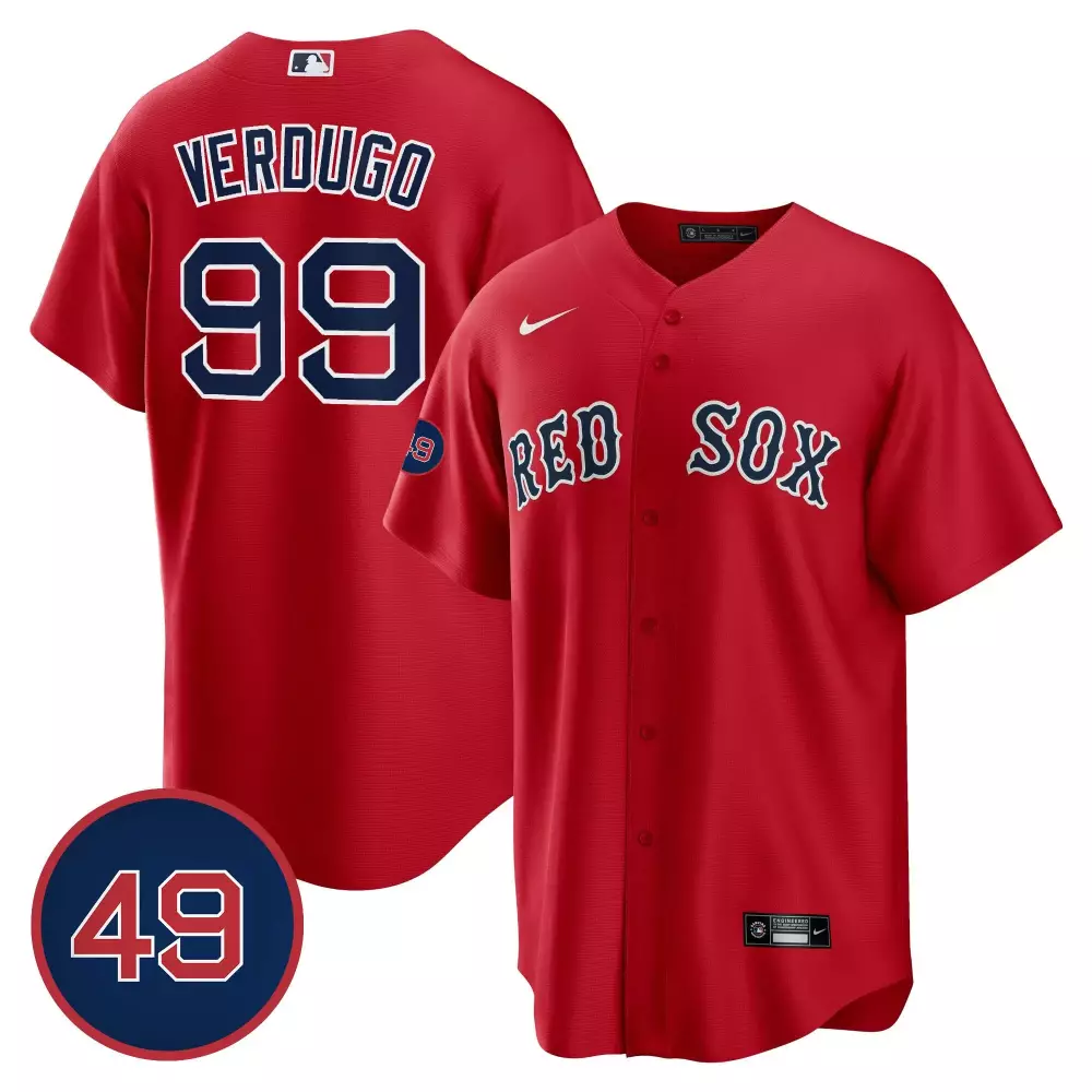 alex verdugo red mens boston red sox 49 tim wakefield patch cool base jersey all stitched